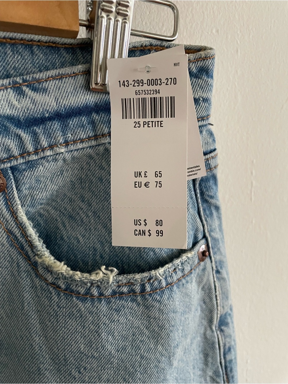 NWT Abercrombie & Fitch Light Blue Midi Denim Jean skirt - Picture 4 of 6